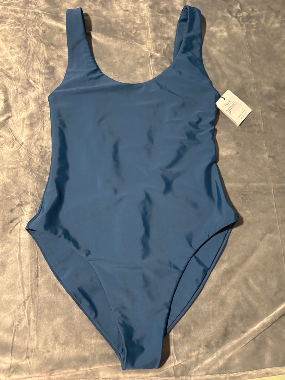 Jade Swim Classic Scoop Back Contour One-Piece - Teal Blue M